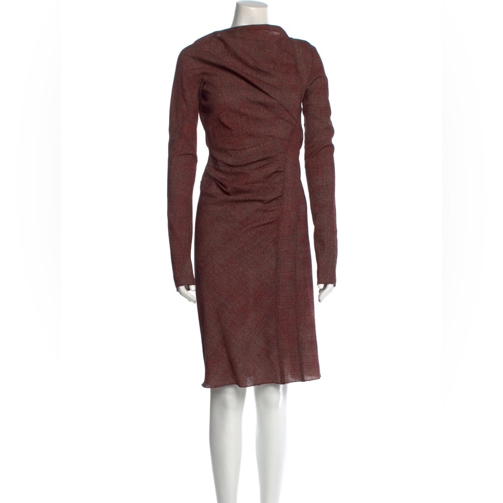 $3,600 BOTTEGA VENETA Long Sleeve Sheath Dress Maroon Merlot Burgundy